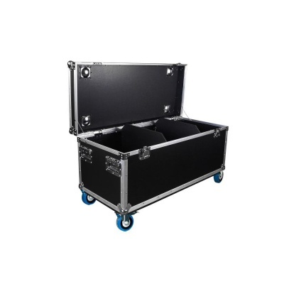 Mala preta com rodas e compartimentos abertos