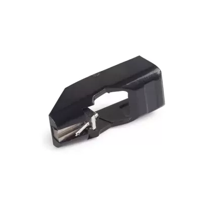 Agulha preta para gira-discos com detalhe metálico prateado