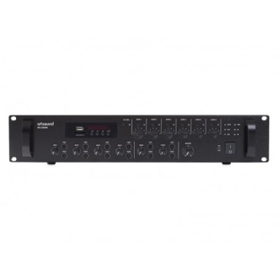 Amplificador áudio preto artsound M120DX com controles e entrada USB
