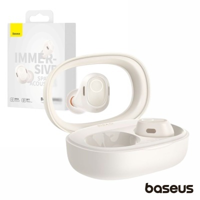 Auriculares wireless Baseus brancos com estojo branco e embalagem