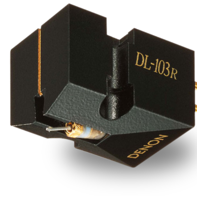 Cartucho de agulha Denon DL-103R preto com texto dourado