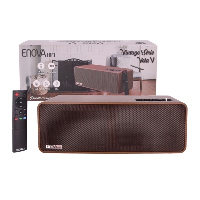 Coluna portátil ENOVA HIFI Vintage Série Vela V castanha com controlo remoto e caixa