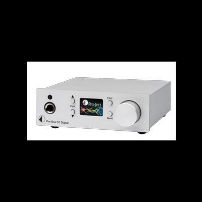 Aparelho eletrônico cinza prateado com ecrã a cores e botões de controlo