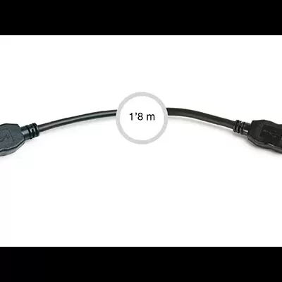 Cabo USB preto com conectores tipo A e indicação 1,8 m