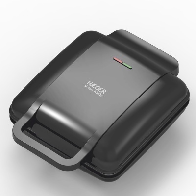 Máquina de sanduíches preta HAEGER com indicador luminoso