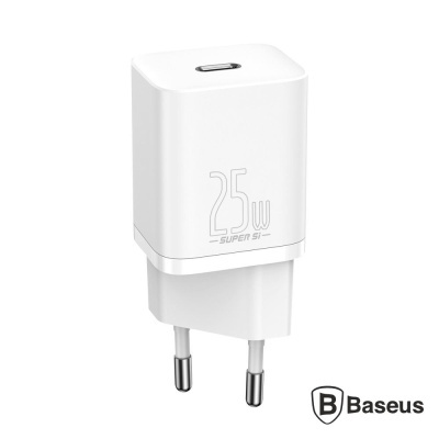 Carregador de parede Baseus branco com saída USB-C e 25W