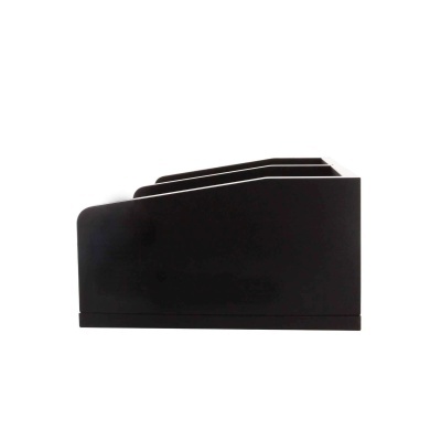 Suporte organizador preto com três compartimentos