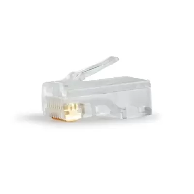 Conector RJ45 transparente com pinos dourados