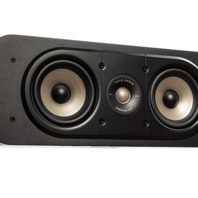 Coluna central preta com dois altifalantes grandes e um altifalante central mais pequeno