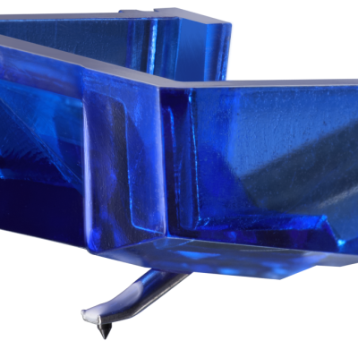 Agulha para gira-discos azul com ponteira metálica