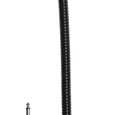 Microfone preto com base flexível e cabo com plugue de 6,3 mm