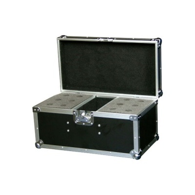 Mala rígida preta com interior em espuma cinzenta e tampa aberta