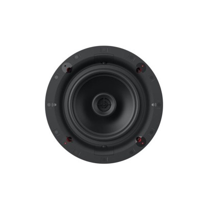 Coluna de som redonda embutida preta com detalhes vermelhos
