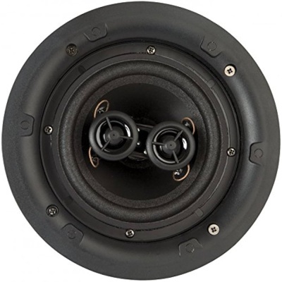 Coluna de som embutida redonda preta com pequena grelha central