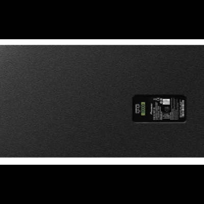 Colchão preto com etiqueta preta e texto branco