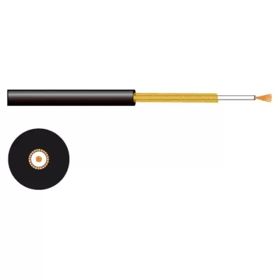 Cabo elétrico com isolamento preto externo e fio condutor de cobre exposto