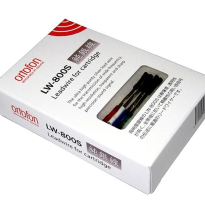 Embalagem branca de fios de ligação para cartuchos Ortofon LW-800S com texto e janela transparente