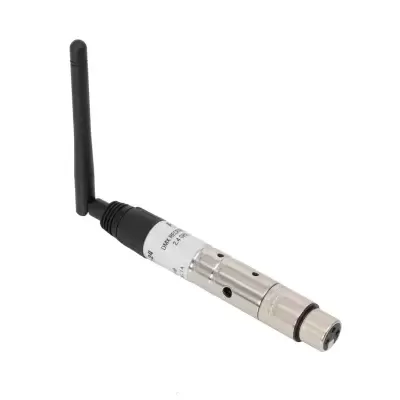 Dispositivo eletrónico metálico com antena preta e corpo prateado cylindrical