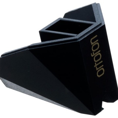 Suporte preto para auscultadores com a palavra ortofon