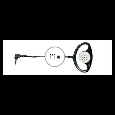 Auricular preto com microfone branco e cabo de 1,5 m com ficha de áudio