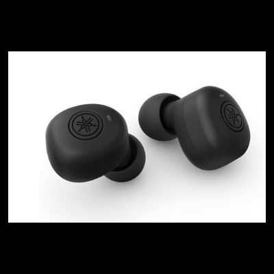 Auscultadores intra-auriculares pretos com símbolo da Yamaha