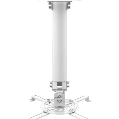 Suporte de teto branco para projetor com estrutura metálica e braços ajustáveis
