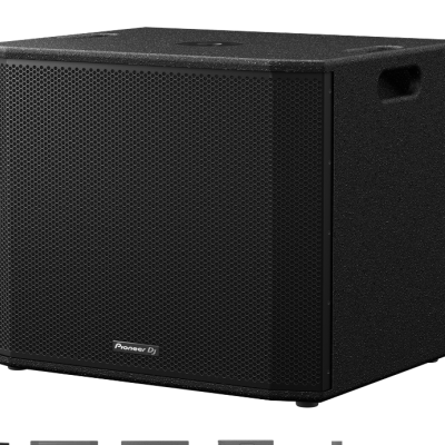 Coluna de som preta com grelha perfurada e logótipo Pioneer DJ