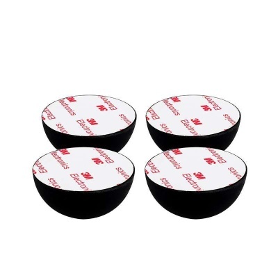Quatro tampas redondas pretas com adesivo 3M