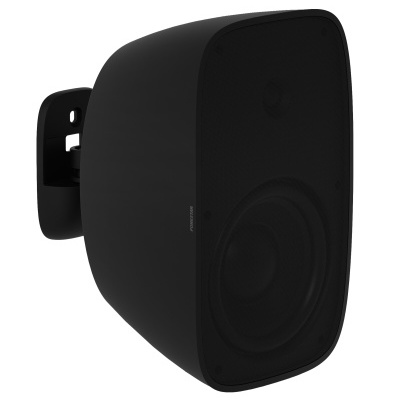 Coluna de som preta com suporte de parede