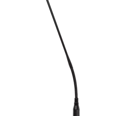 Microfone condensador preto com haste flexível e filtro anti-pó