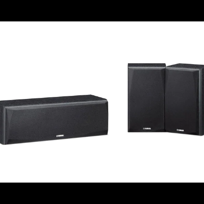 Conjunto de colunas acústicas pretas YAMAHA em tecido