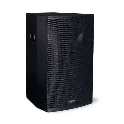 Coluna de som preta com grelha e pegas nas laterais