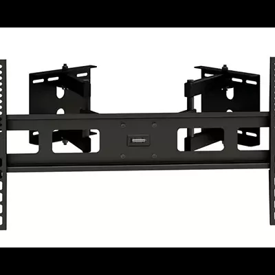 Suporte metálico preto para televisão com braço articulado