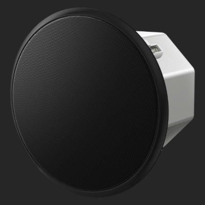 Coluna de teto redonda com grelha preta e caixa branca