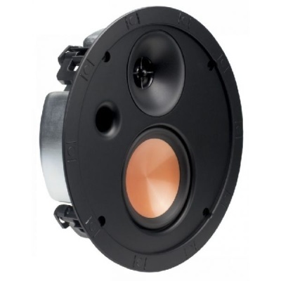 Coluna de som embutida redonda com cone cobre e moldura preta