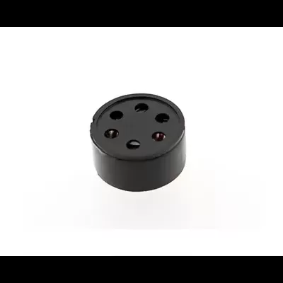Botão redondo preto com cinco orifícios