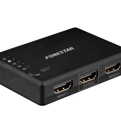 Dispositivo preto FONESTAR com portas HDMI e indicadores LED