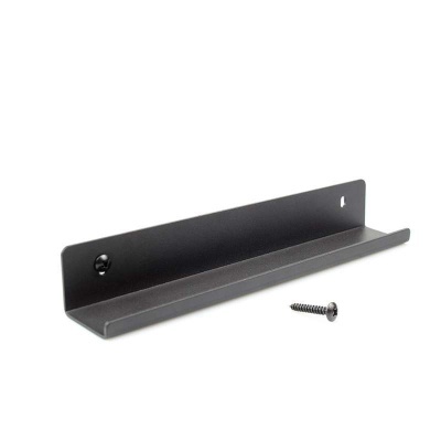 Prateleira de parede preta em metal com parafuso