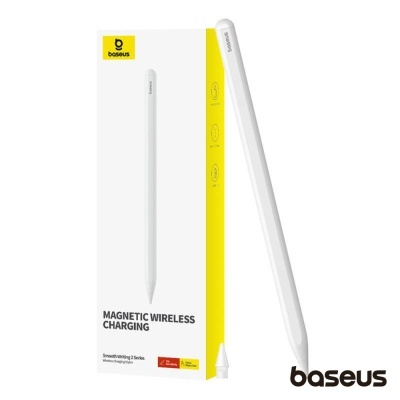 Caneta branca com embalagem baseus amarela e branca