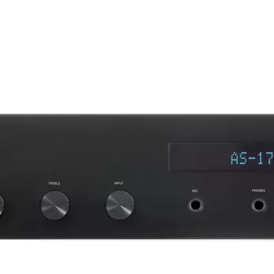 Amplificador de áudio preto FONESTAR com visor digital e comando remoto