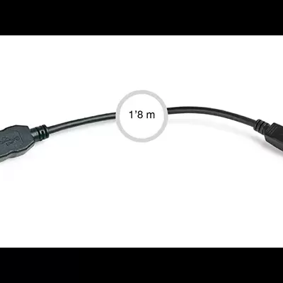 Cabo USB preto com conectores USB A e micro USB B