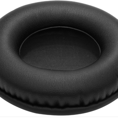 Almofada preta para auricular com interior de tecido e formato circular