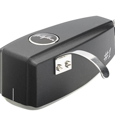 Cabeça gira-discos preta com detalhes cromados e texto '#1'