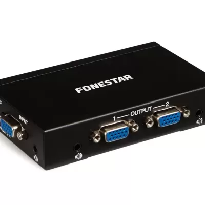 Divisor VGA preto FONESTAR com conectores azuis