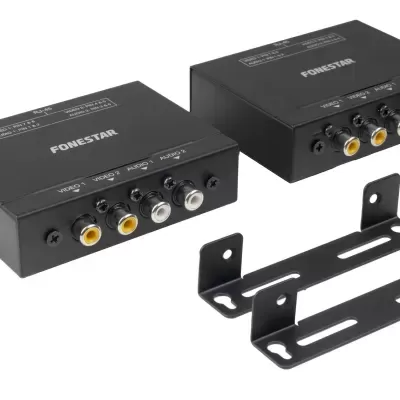 Conjunto de conversores de áudio/vídeo FORESTAR com cabos RCA e suportes metálicos