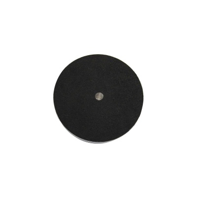 Disco abrasivo preto redondo com ponto metálico no centro
