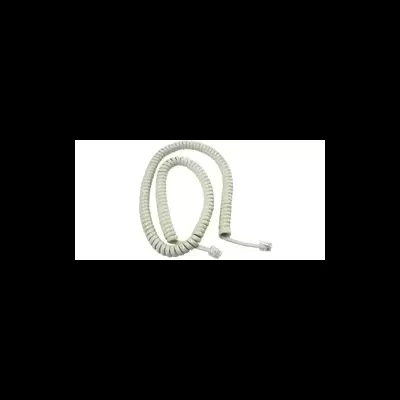 Cabo telefónico branco enrollado com conectores RJ11