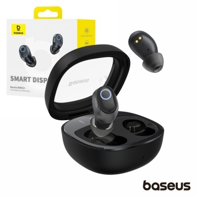 Auriculares wireless Baseus pretos com estojo de carregamento