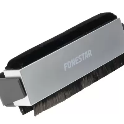 Escova limpa vinil FONESTAR com cerdas pretas e estrutura metálica prateada