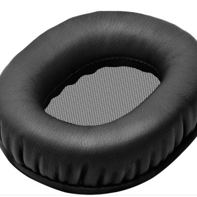 Almofada para auricular preta oval em material sintético e rede